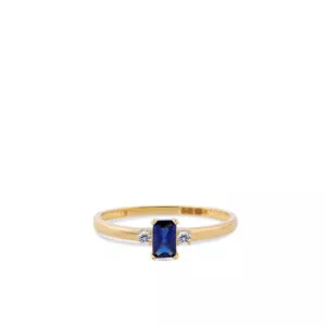 Gouden ring met diepblauwe Zirkonia