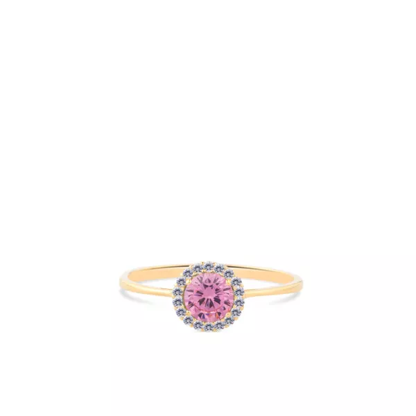 Gouden ring met roze Zirkonia