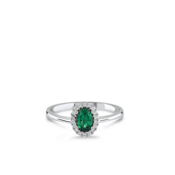 Zilveren ring Swing Jewels met groene Zirkonia en entourage van witte Zirkonia