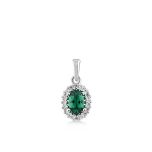 Zilveren hanger van Swing Jewels met groene Zirkonia en entourage van witte Zirkonia