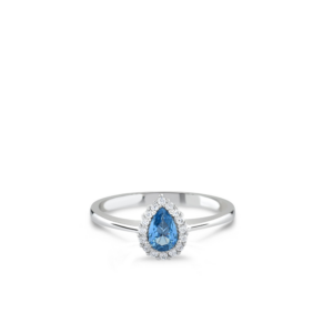 Zilveren ring Swing Jewels met blauwe Zirkonia en entourage van witte Zirkonia